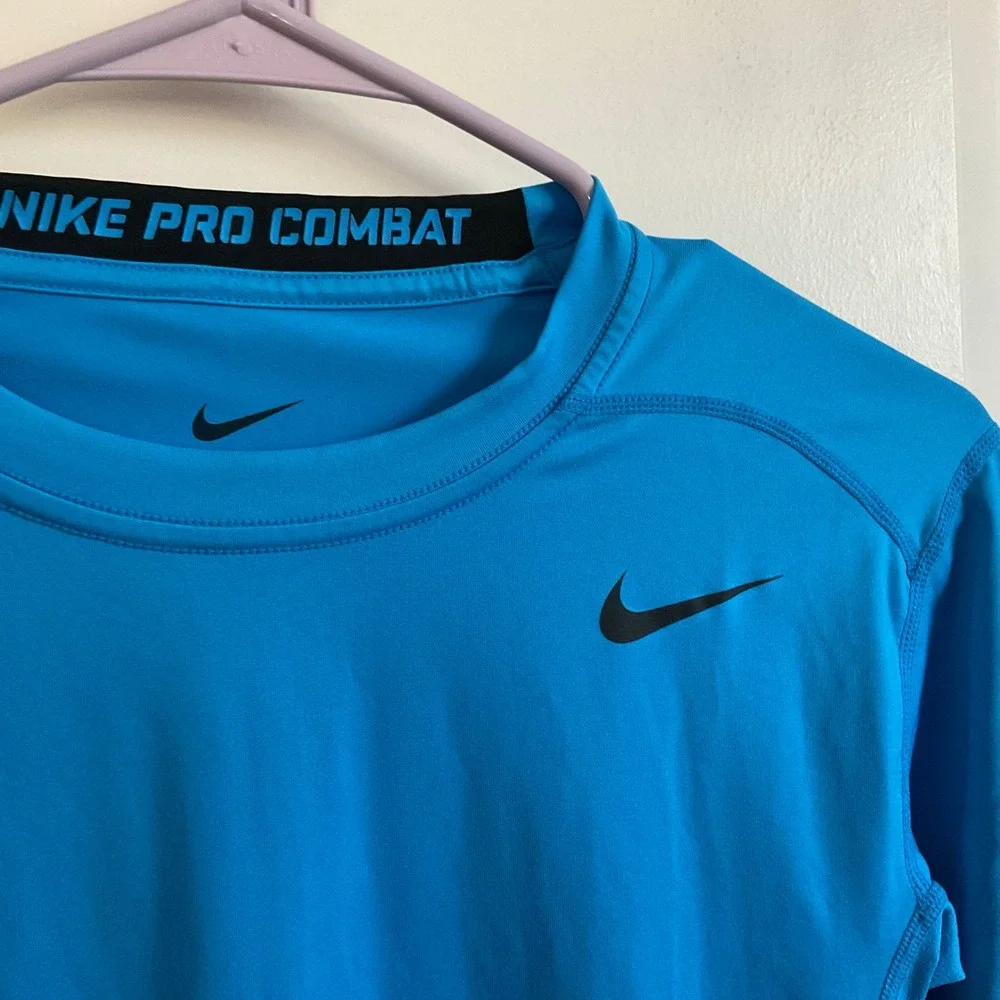 Nike Pro Combat Men's Blue Base Layer Compression Tee - Medium - NEW Workout Gym